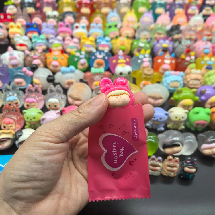 wholesale miniature toy animal white bunny rabbit figurines  luminous collectables mini animal surprise mang dai blind bag glows