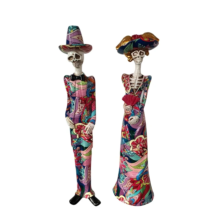 Festival resin ornaments classic sugar skull paintings for Death Day decoration funky calaveras figurines for Dia de los Muertos