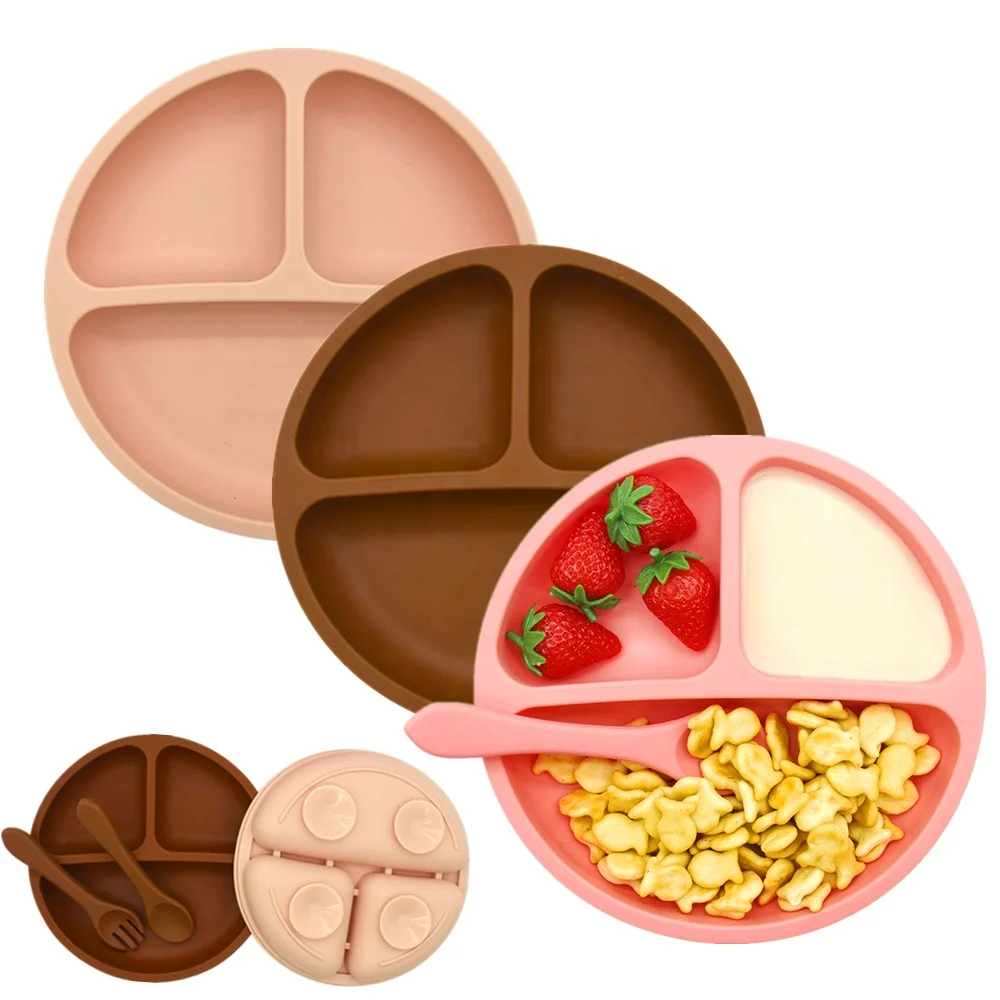 Non-Toxic Food Grade Silicone 100% Silicone Toddler Trays Dividers Suction Cups Baby Trays Non-Slip Design