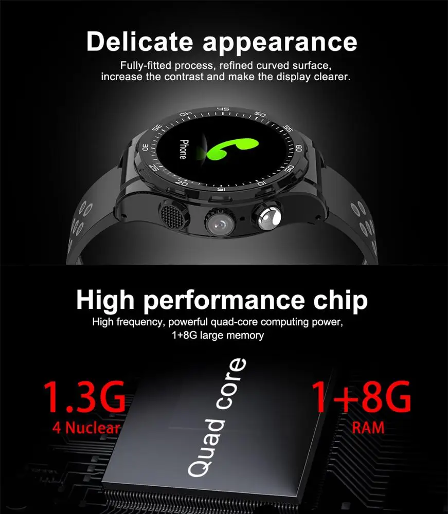 M15 OEM Customizable SDK offered 1.54 inch 0.3MP 730 mAh 1GB+8GB WaterproofWiFi GPS Android 4G Watch SIM Card SmartWatch