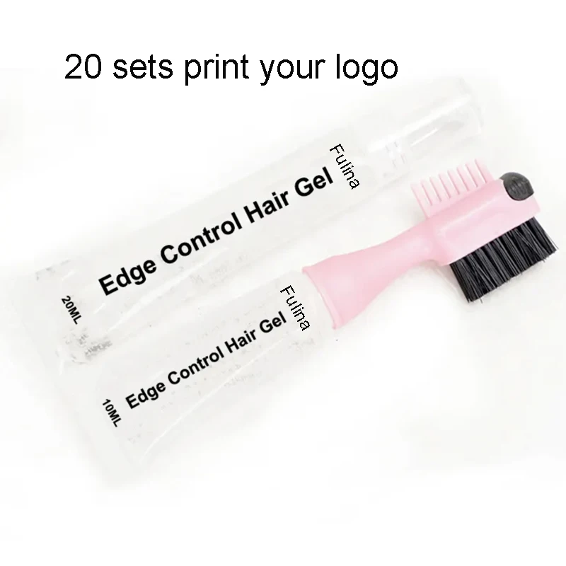 Custom Logo  Baby Hair Edge Control Gel Brush 10ML Whole Day Hold Waterproof Edge Control Gel With Brush Comb For Natural Hair