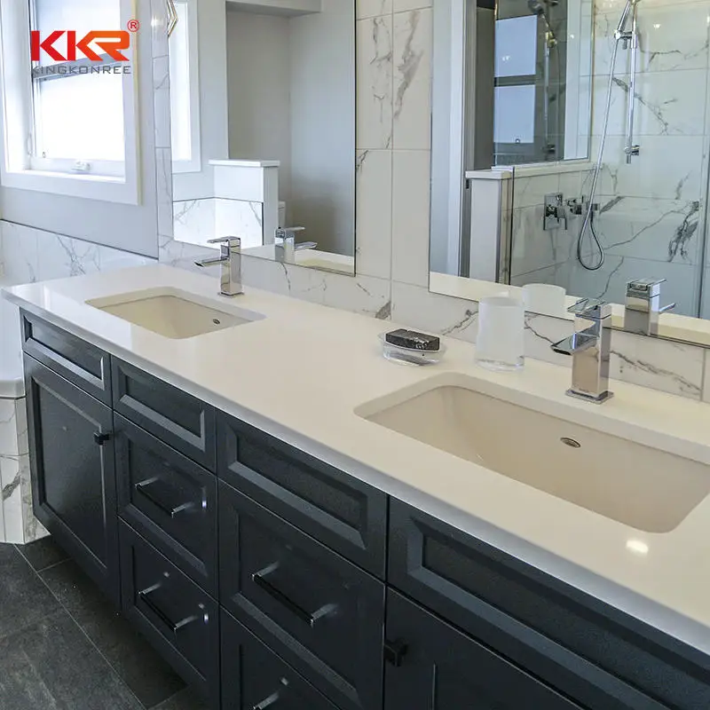 KKR Customized White Color Matte Glossy Solid Surface Vanity Tops US EU Worktop Kitchen Countertops