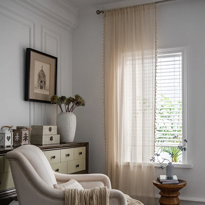 Blackout lace crochet openwork living room window curtain fabric