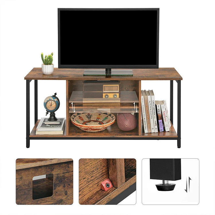 Новейший дизайн деревянный стол плазменный телевизор 50 дюймов винтажные металлические ножки телевизионный блок