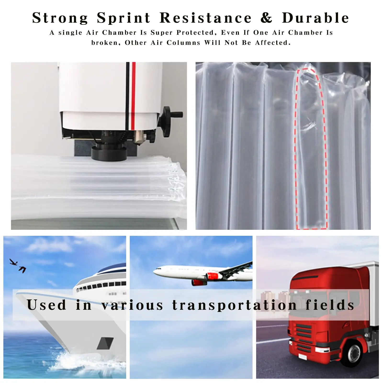 Prevent avoid damage packing air shipping bags air bubble fiml column bag for red wine