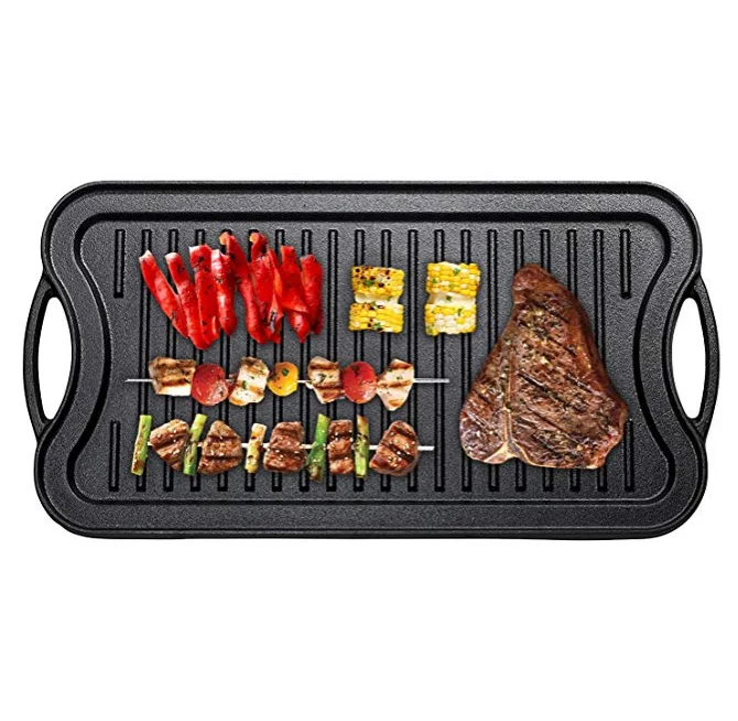 Heavy-duty Cast Iron Steak Griddle Pan/bakeware/BBQ board/reversible griddle
