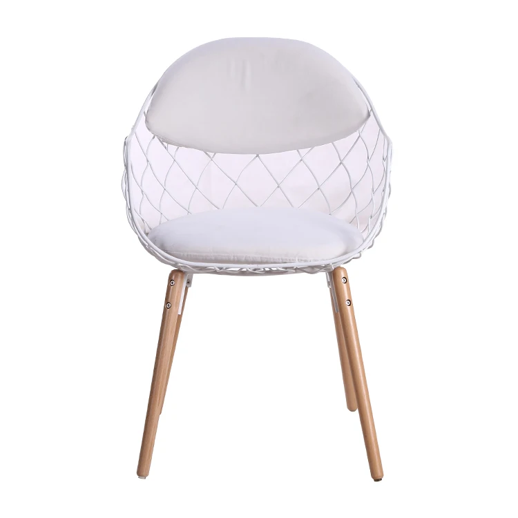 Free Sample Larsen Lounge Room French Style Gray Wrap Iron Round Royal Stainless Steel Set Pvc Dining Chair Of 10