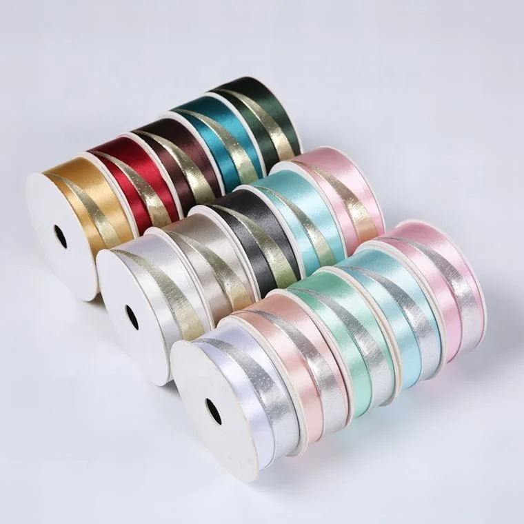 
2 color classic smooth custom printed different face multicolor gold gift box satin ribbon 