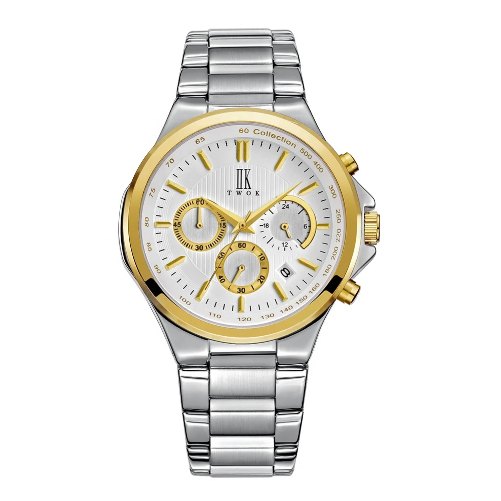 Top 2019 Luxury Chronograph Water Proof Stainless Steel Watches Wrist Quartz Watch For Men