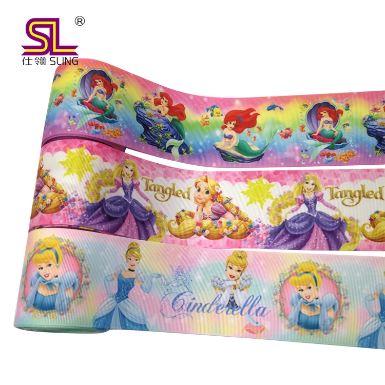 New arrival thermal transfer custom cartoon printed 63mm grosgrain ribbon