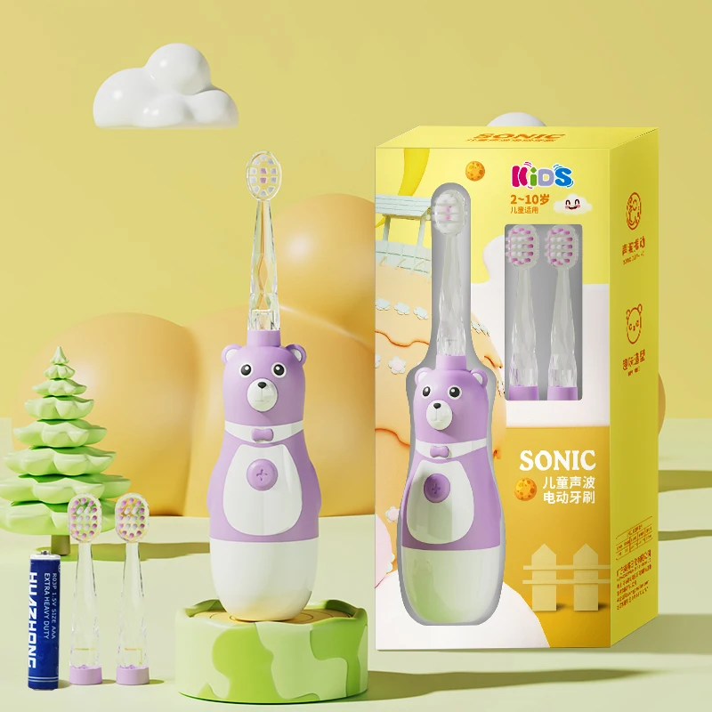 High Frequency 18000VPM Professional Kids Electric Toothbrush IPX7 Waterproof 2 mins Smart Timer Sonic Toothbrush for Children