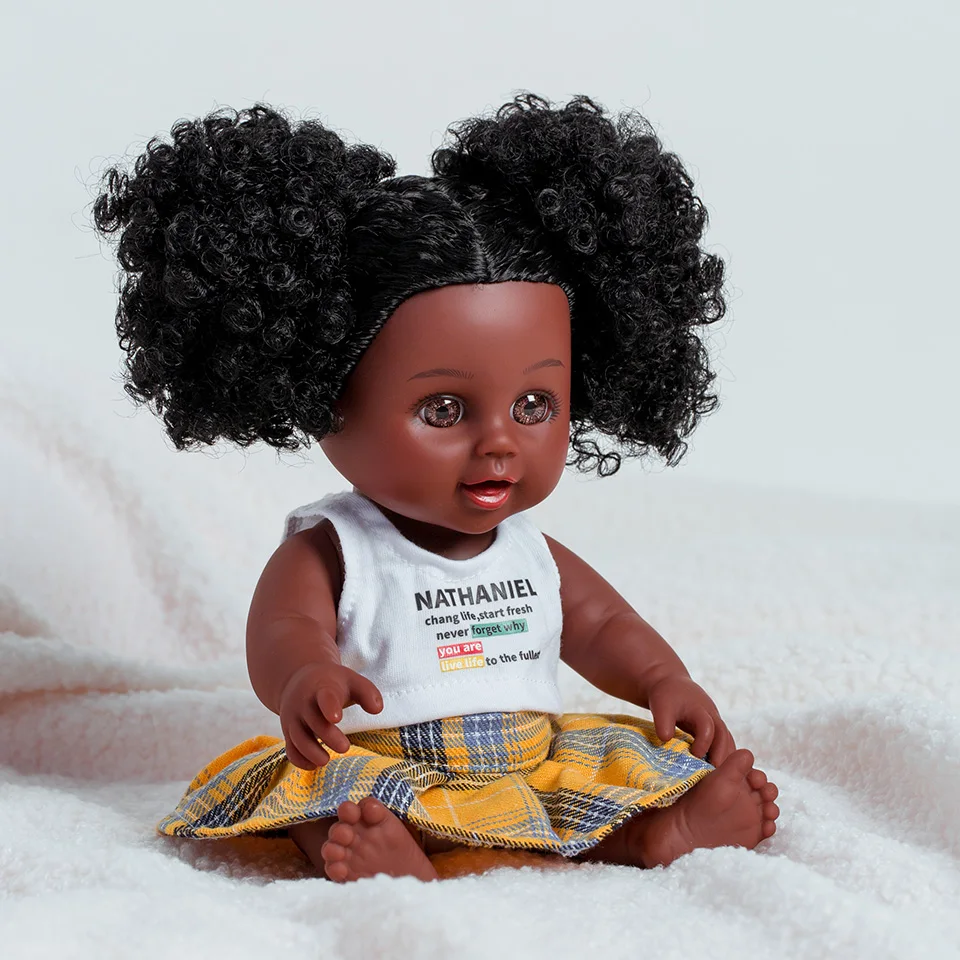 Full Silicone 12inch Dolls Hot Sale African American Black Doll For Kid Girl Toys Baby