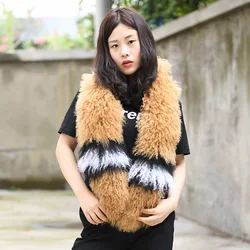 CX-S-134D Professional Design Mongolian Tibet Lamb Fur Lady Winter Scarf