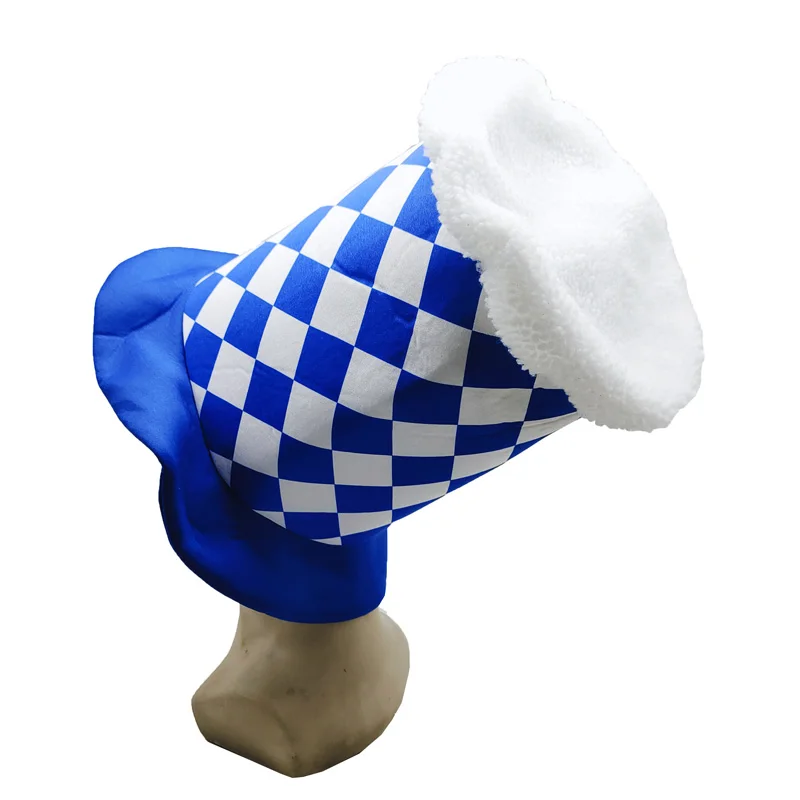 Wholesale blue Plush Beer Mug Hat Party Customized oktoberfest beer mug hat Bavarial party hat