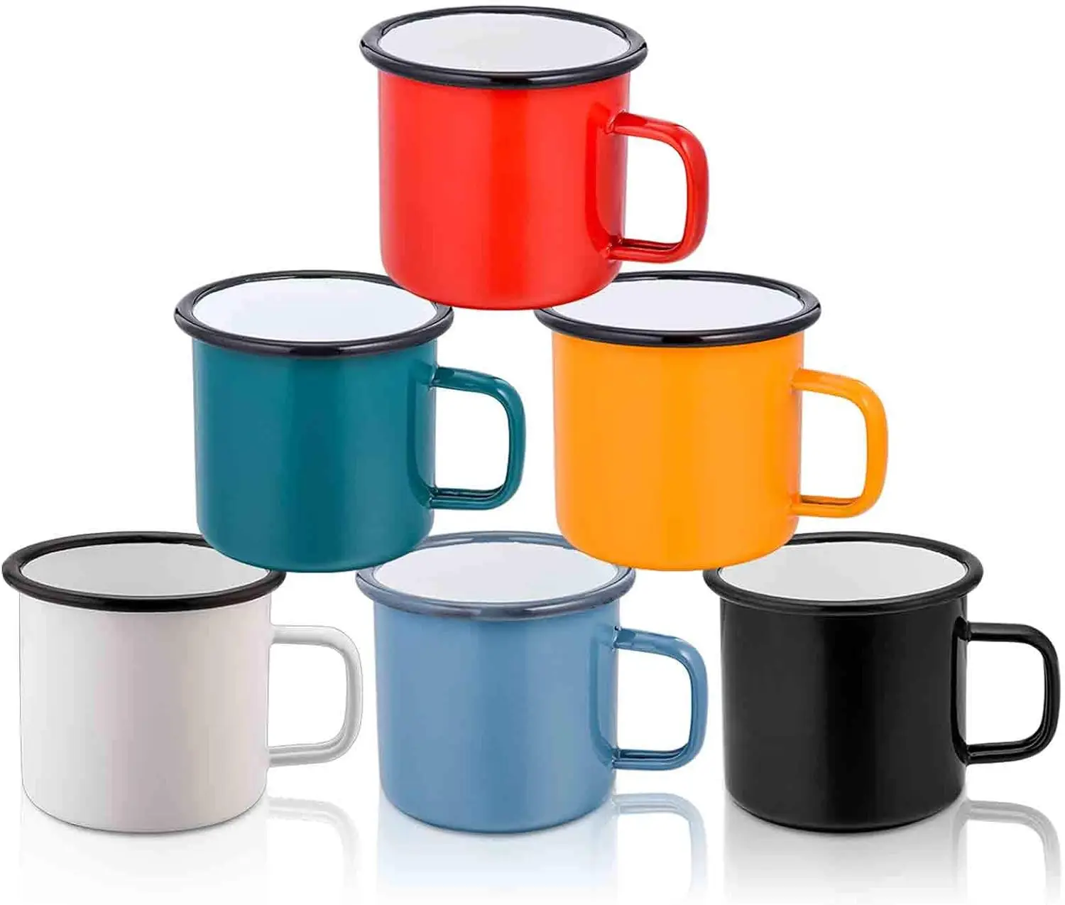 Coffee Mug, 12 oz Tea Enamel Mug Camp Drinking Cups, White/Blue/Green/Black/Red/Yellow  for Indoors and Outdoors
