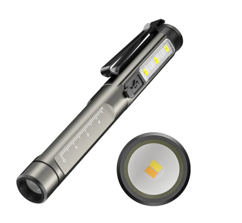 Waterproof IPX4 Pen Shape LED Penlight Purple Yellow Medical Emergency Flash Torch Lamp Outdoor Camp Type C Clip LED Flashlight