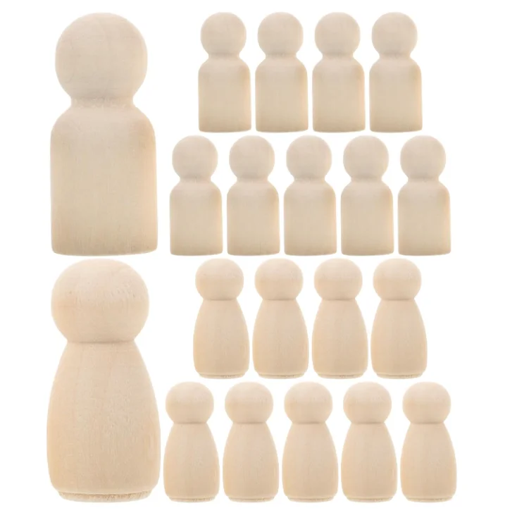 Natural Unfinished Wooden Peg Doll Bodies Family Member Great for Arts and Crafts 20 Pcs 35mm