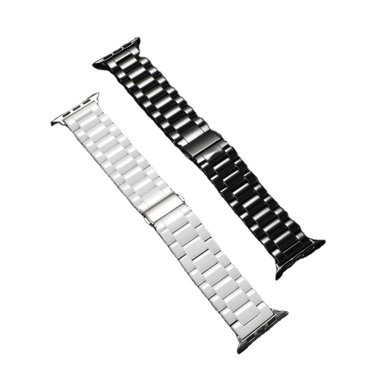 Модные 3, ремешок для наручных часов с керамическим ремешком с пряжкой из нержавеющей стали для часов Apple Watch 38/40/42/44 мм