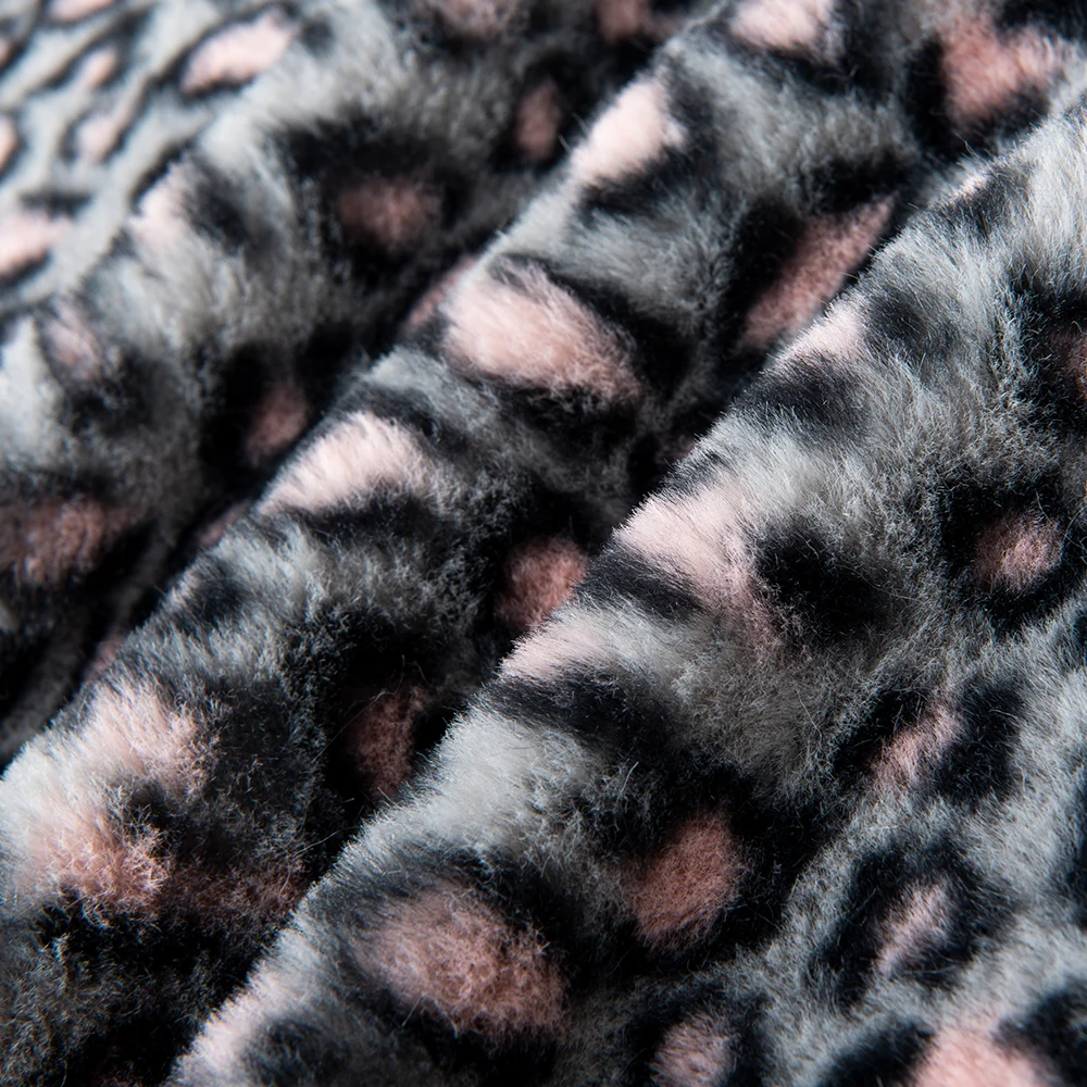 Wholesale  100% polyester super soft leopard print rabbit fur  faux fur fabric