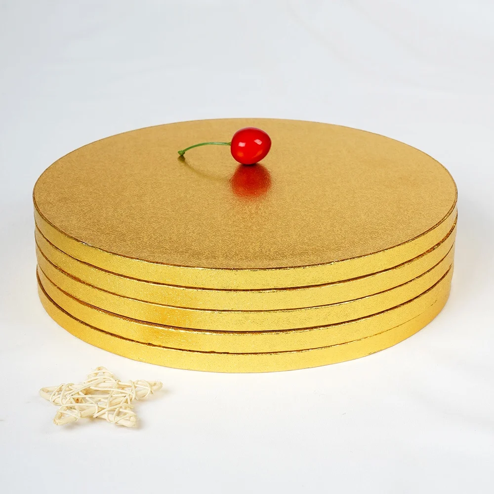 Wholesale Print Christmas Disposable 10 inch 12 inch 14 inch Silvery White Gold Round Square Cake Board Custom