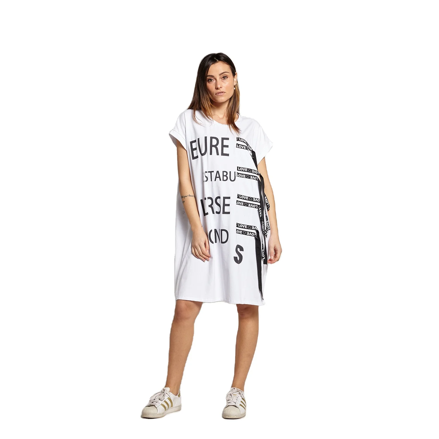 
Made in italy Top Quality cotton shirt dress print wholesale ladies dresses 