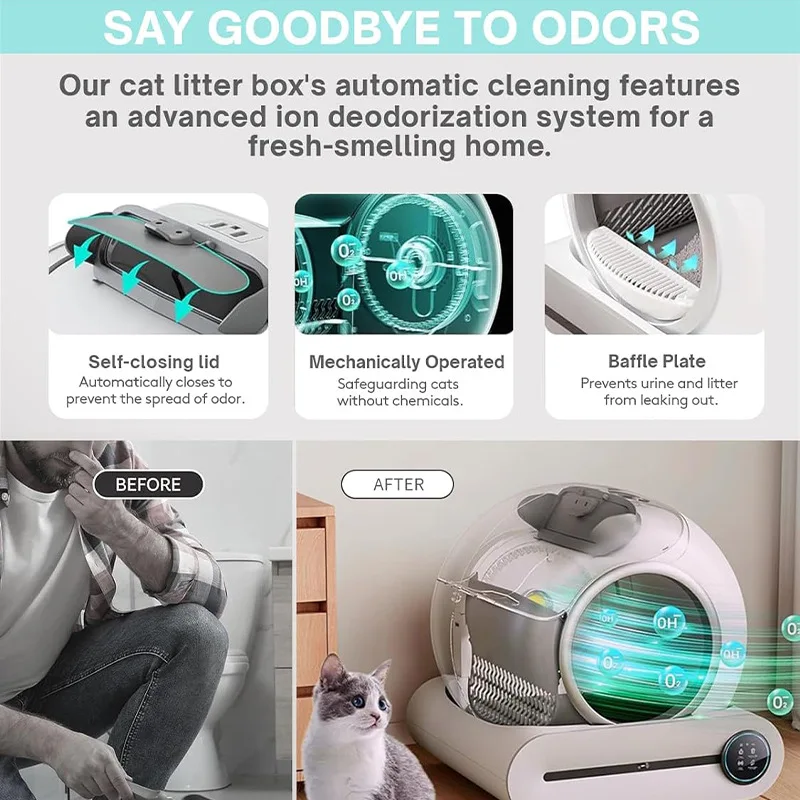 2024New Fashion Design Low Noise App Wifi Touch Control Intelligent Electric Self Cleaning Smart Automatic Cat Litter Box