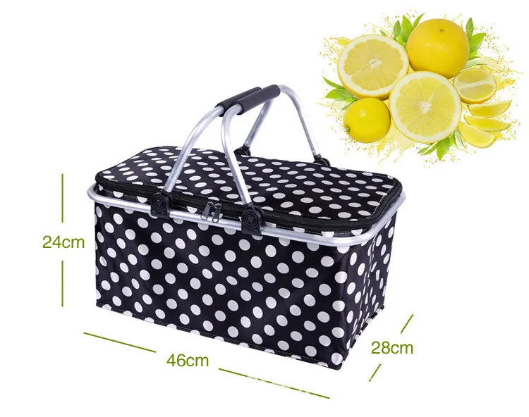 New fashion collapsible supermarket storage shopping basket folding large insulated shopping basket for picnic