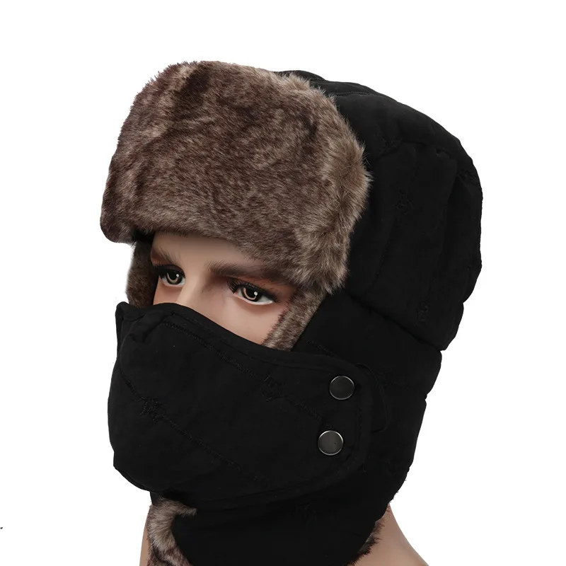 Factory Fashion Waterproof Winter Faux Fur Trooper Trapper Hat Warm Winter Hats Hunting Hat with Mask Ear Flaps