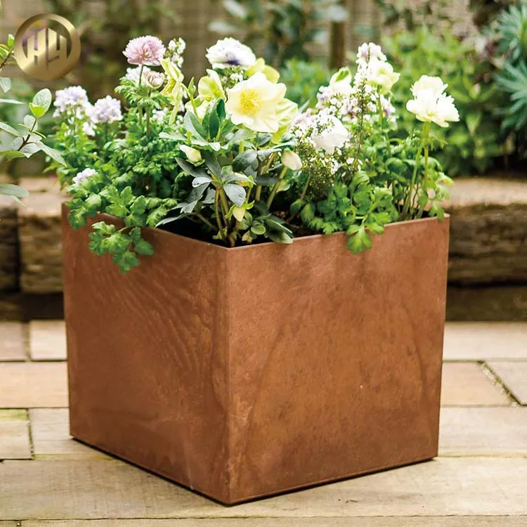 Металлические горшки для растений квадратная коробка Corten Steel Cube