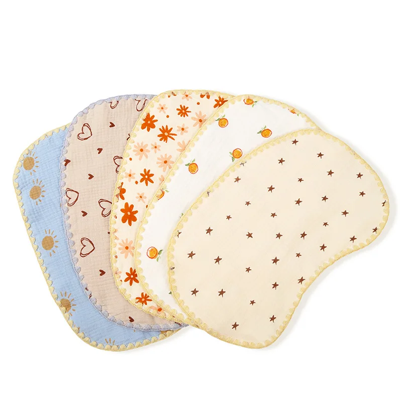 Multi-usage Baby Flat Pillow 100% Cotton Breathable Sweat Towel Muslin Gauze Embroidery Wrapping Hiccup Towel Spit Milk Pad