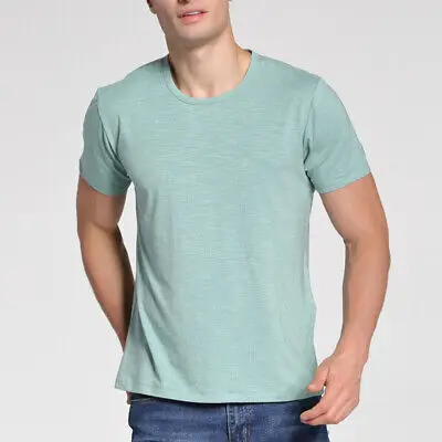 OEM summer bamboo fiber cotton custom unisex blank plain t shirt eco-friendly breathable smooth round neck men tshirts
