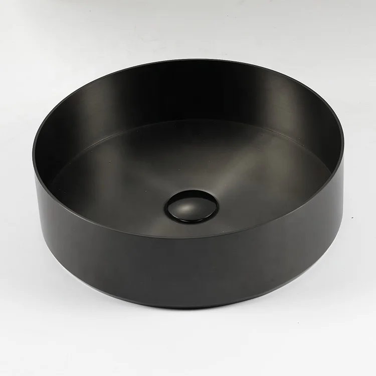 Luxury design 304 stainless steel round above counter bathroom sink for hotel