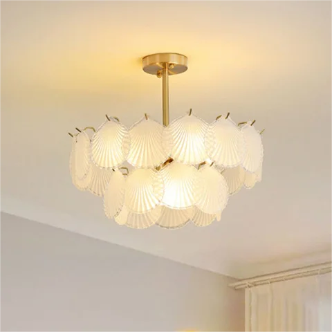 Light luxury bedroom living room pendant light golden romantic villa hotel glass Crystal chandelier