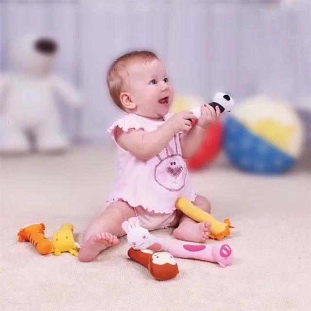 Animals Baby Rattles Soft Plush Toys Handing BB Sounder bell