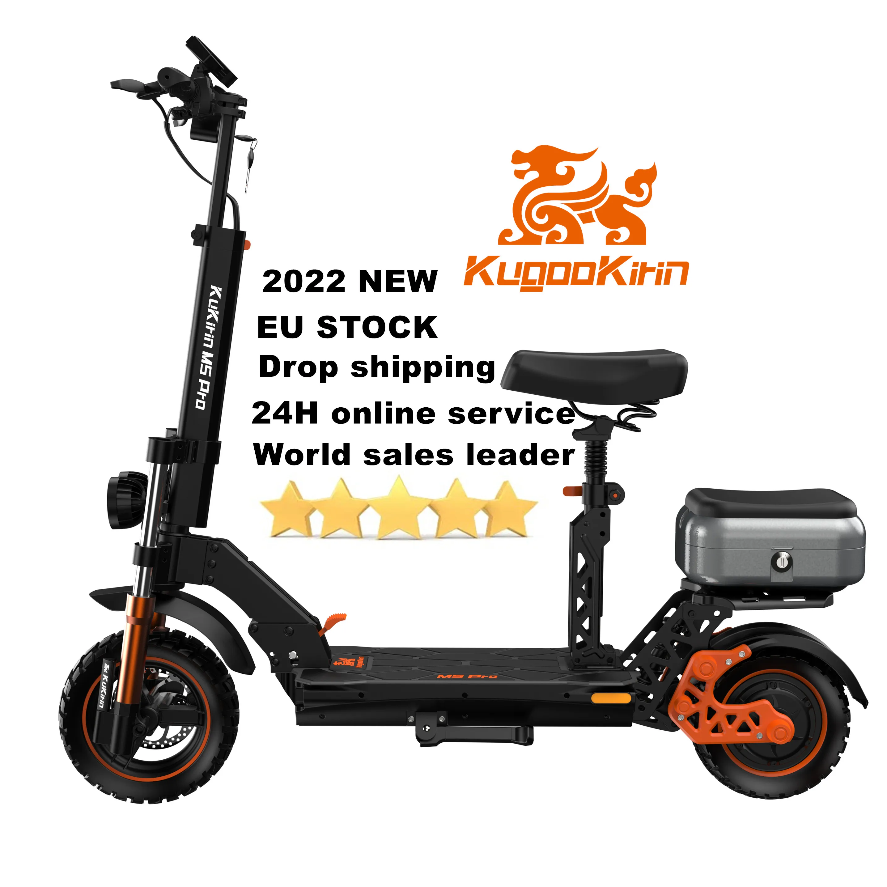 2023 New Eu Uk Warehouse Manned Seat Kugookirin 48V Adult Kukirin M5 Pro Storage Box Electric Scooters Free Shipping
