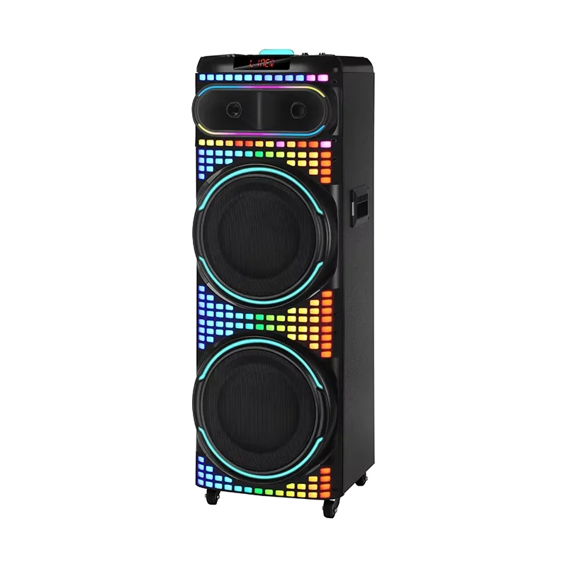 NDR-2260 dual 12 inch party wireless  karaoke woofer wood speaker  powered speakers professional audio dj sound box rod speaker