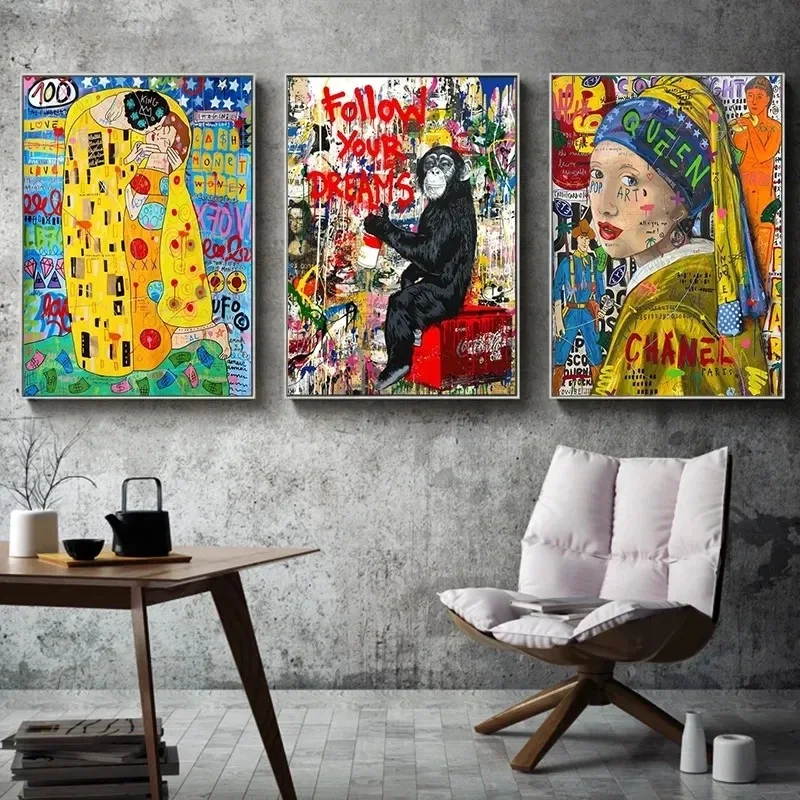 Modern Abstract graffiti street art popular art posters and prints hd canvas print for living room home wall art decor