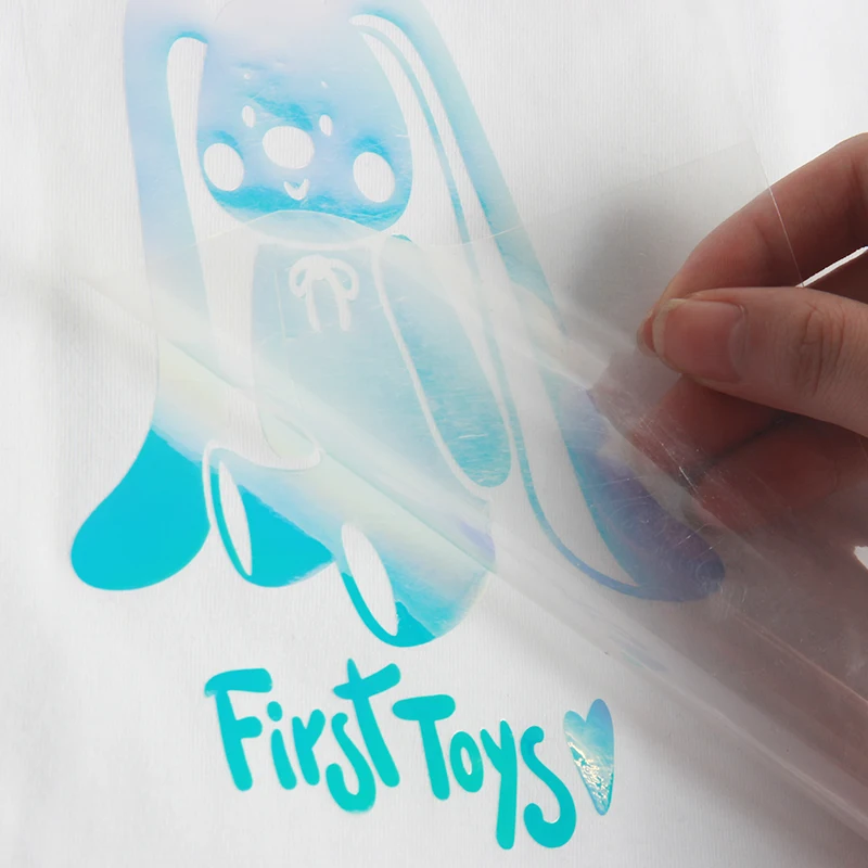 Qingyi High elastic holographic htv rolls metallic film hologram chameleon rainbow heat transfer vinyl for t-shirt