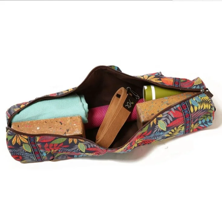 Eco friendly logo printed yoga mat tote bag with pockets