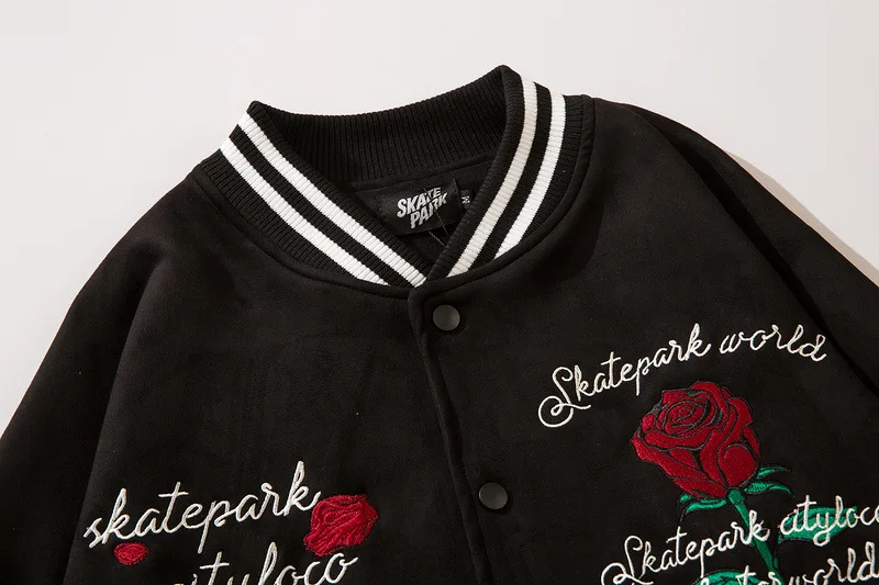 Retro rose embroidered baseball jacket jacket  autumn new high street high quality  brand jacket