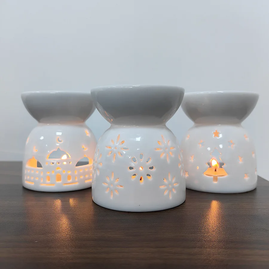 Cross border star and moon incense burner ceramic essence furnace candle aroma furnace oil lamp home Middle East candle holder
