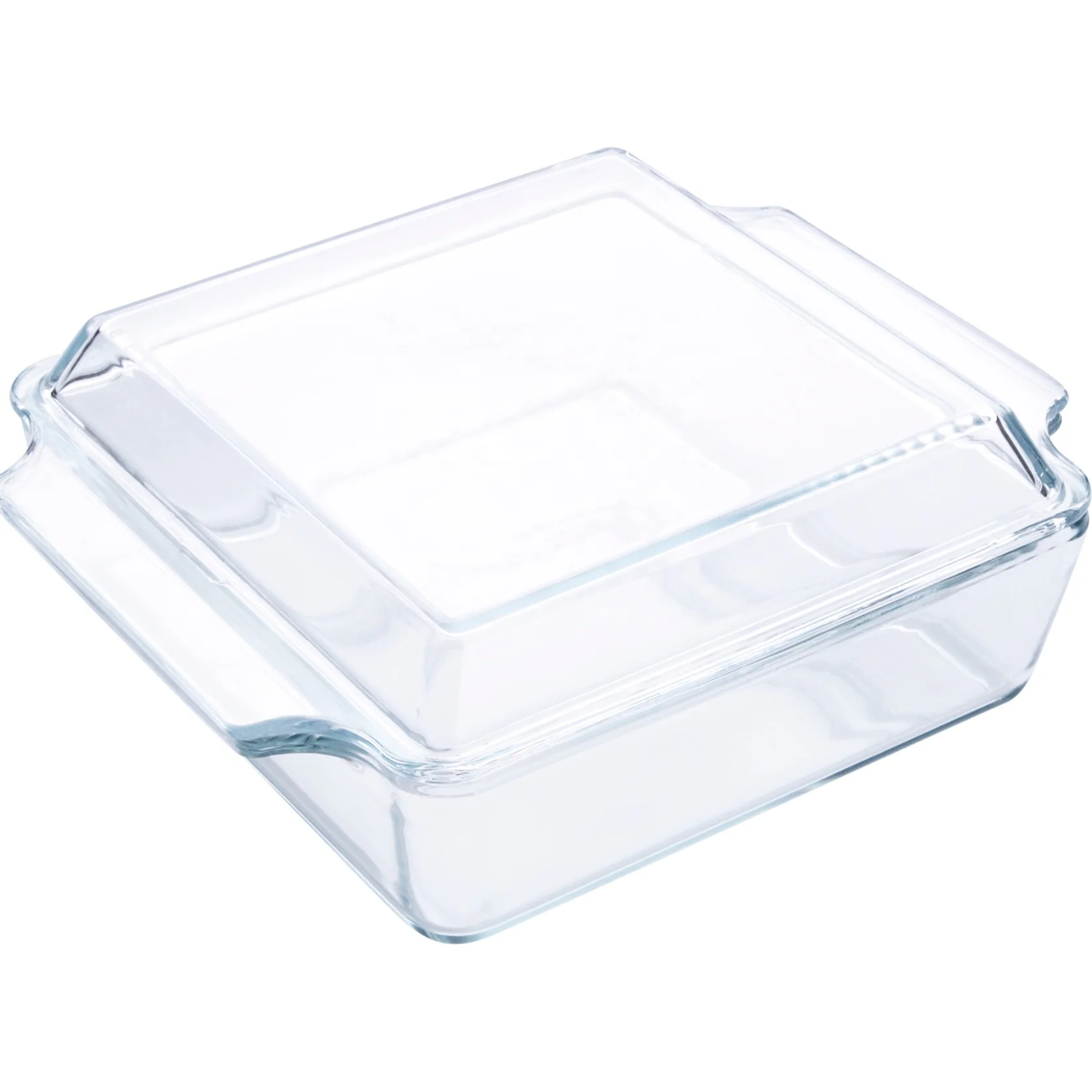 2L Clear Square Heat Resistant Borosilicate Tempered Glass Casserole Baking Pan with Handle