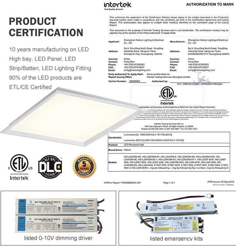 Etl Certificate Modern Smd Recessed Square Dimming 24w 36w 50w Led Backlit Panel Lights