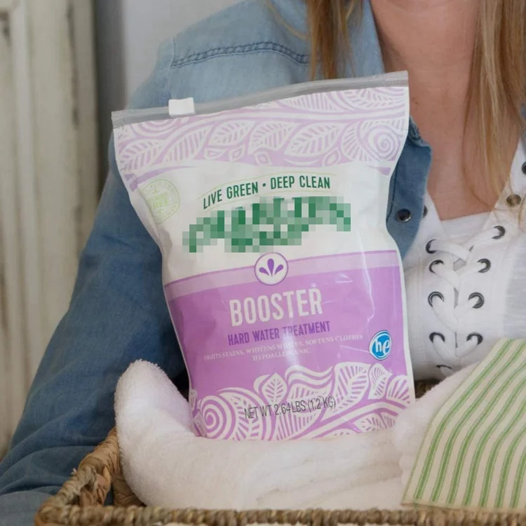 Custom resealable laundry detergent packaging bag with slider ziplock stand up bag K bottom wholesale