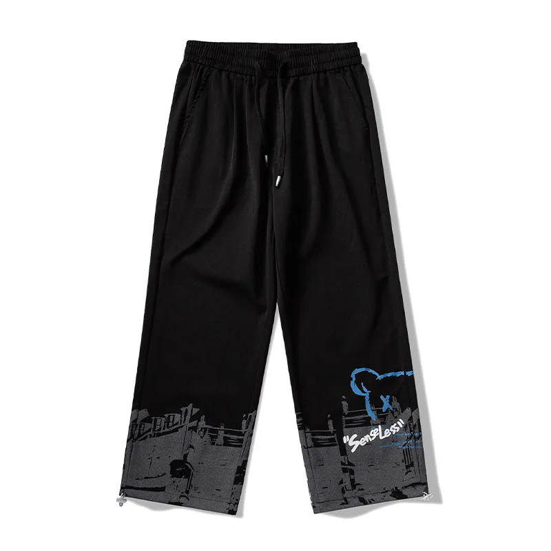 Manufacturer high quality loose waist custom sublimation printing nylon pants mens polyester cargo pants