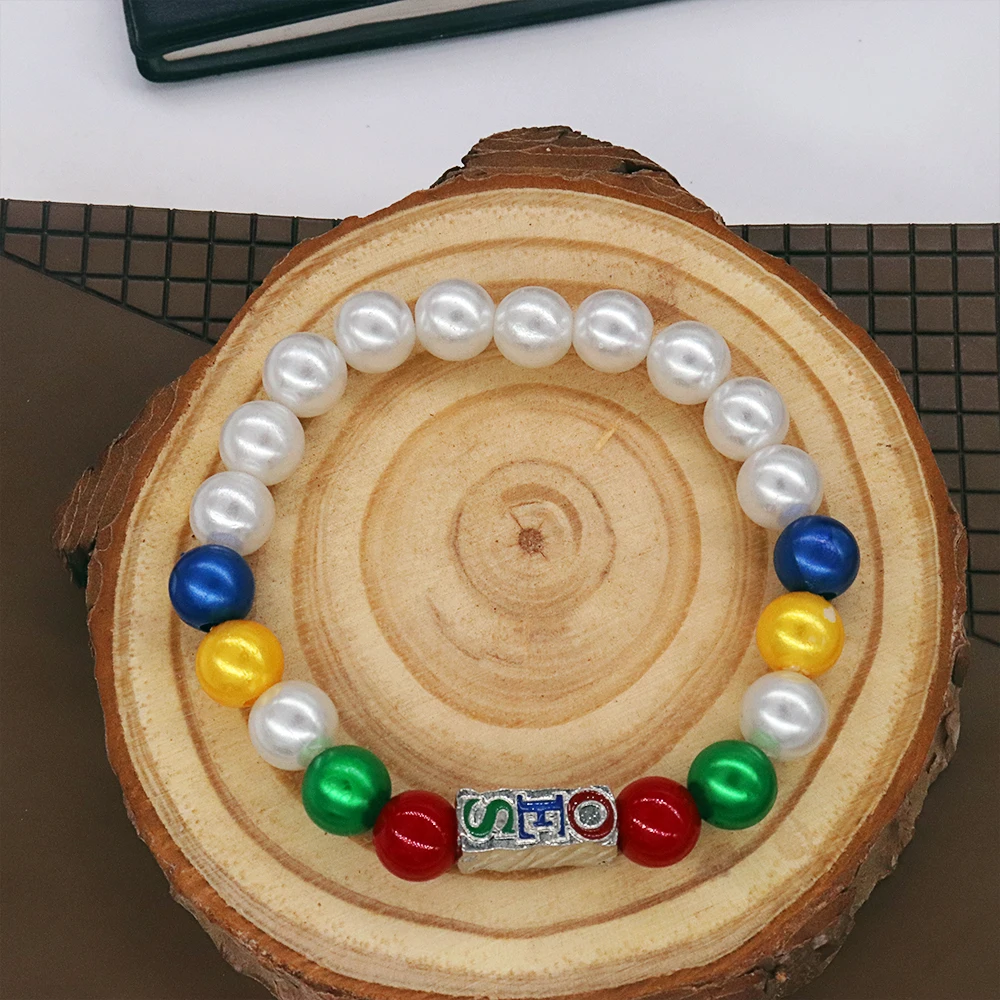 2024 New Arrival Masonic Jewelry Order Of The Eastern Star Design Colors Peal Making Beaded OES Ladies Elastic Bracelet