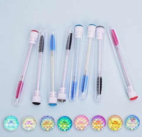 Smile Face Eyelash Spoolie Brush Lash applicator  Wand Diamond Crystal Eyelash Tubes Spoolie
