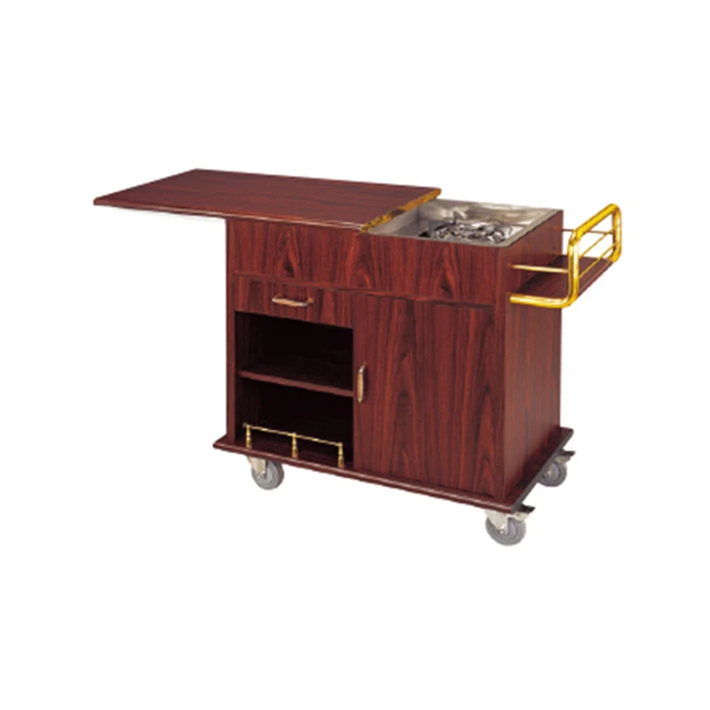 Single/Double Head Stove Food Serving Flambe Trolley Hotel & Restaurant Equipment Banquet Cooking Cart