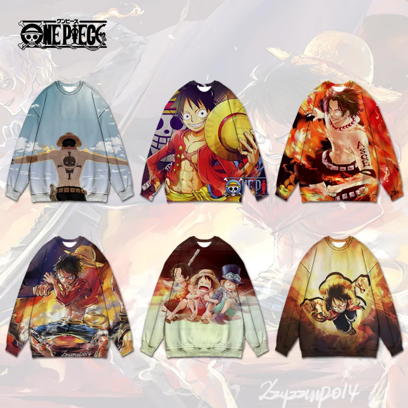 One Piece Sweatshirt 3D Digital Print Luo Sweatshirt Anime Long Sleeve Sauron White Beard Luffy Ai Si Qiao Ba Clothes