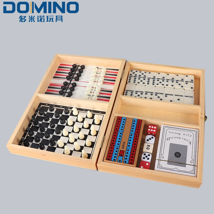 Factory Professional 5 in 1 Multi function chess set wooden luxury chess gift for kids